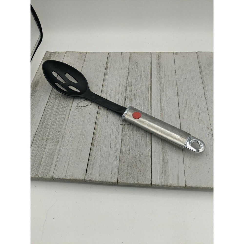 Nylon Slotted Spoon 13 1/4” Black Silver Handle